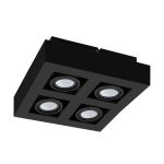 Eglo Plafond Spot Mendoza Staal Zwart 18.8W 1380lm - 830 Warm Wit | Dimbaar - Geschikt voor GU10